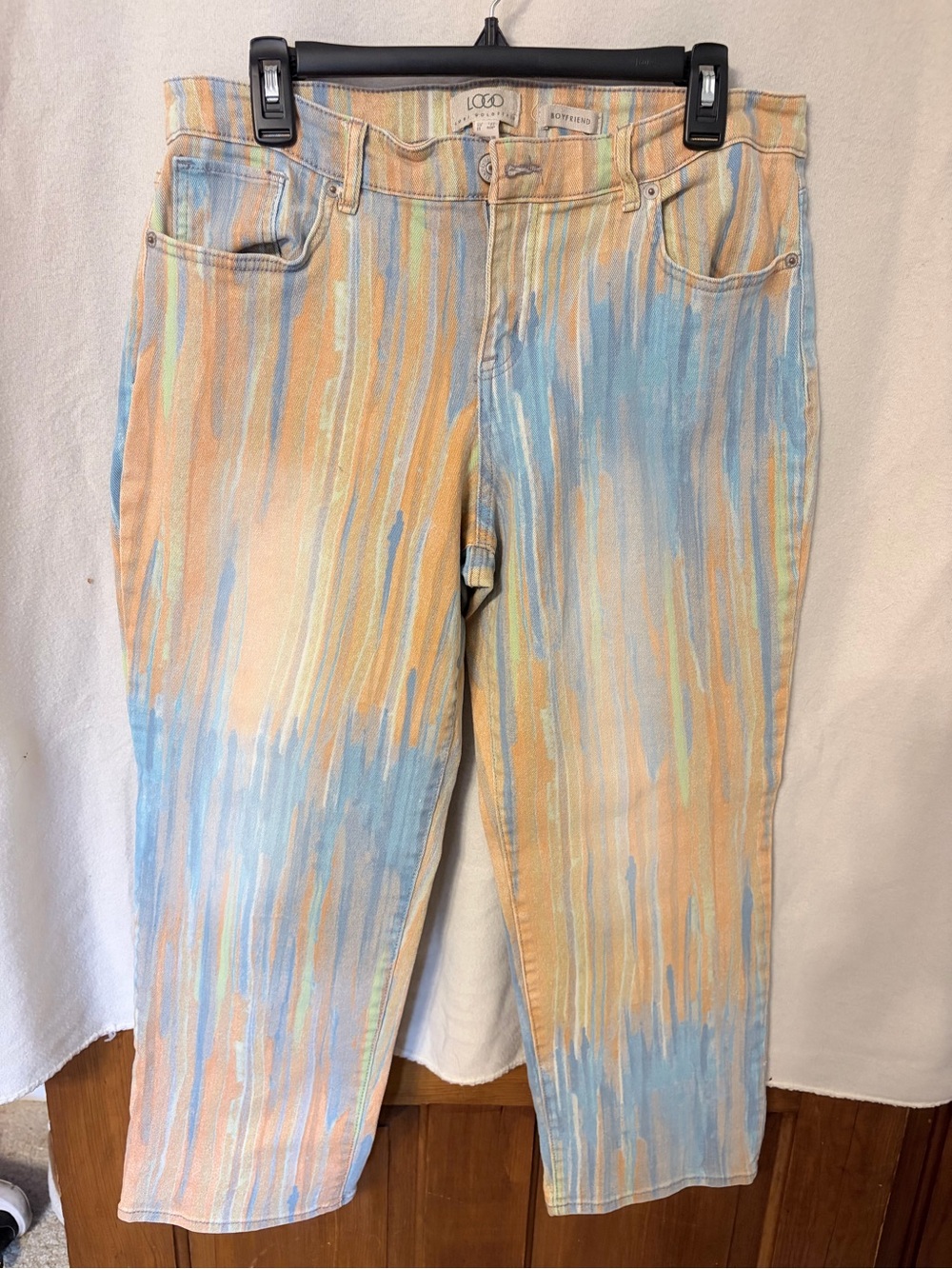 LOGO by Lori Goldstein Pastel Watercolor Stripe Jeans